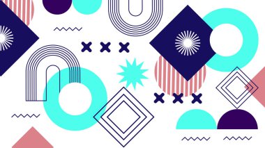 Canlı Geometrik Soyut Arkaplan. Dinamik Soyut Arkaplan Şekilleri Renkli Şekiller halinde. Modern, oyuncu bir estetik gerektiren Tasarım Projeleri için mükemmel.