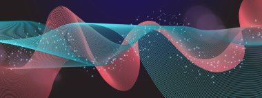 Karanlık Yıldızlı Arkaplanda Renkli Soyut Dalgalar. Arkaplan, Sunumlar ve Dijital Sanat Kavramları İçin Mükemmel