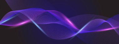 Karanlık Yıldızlı Arkaplanda Renkli Soyut Dalgalar. Arkaplan, Sunumlar ve Dijital Sanat Kavramları İçin Mükemmel