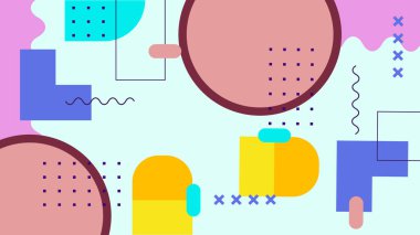 Canlı Geometrik Soyut Arkaplan. Dinamik Soyut Arkaplan Şekilleri Renkli Şekiller halinde. Modern, oyuncu bir estetik gerektiren Tasarım Projeleri için mükemmel.