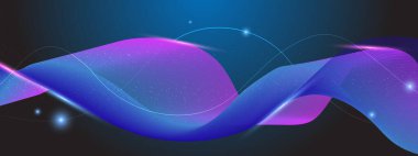 Karanlık Yıldızlı Arkaplanda Renkli Soyut Dalgalar. Arkaplan, Sunumlar ve Dijital Sanat Kavramları İçin Mükemmel