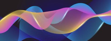 Karanlık Yıldızlı Arkaplanda Renkli Soyut Dalgalar. Arkaplan, Sunumlar ve Dijital Sanat Kavramları İçin Mükemmel