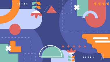 Canlı Renkler ve Şekillerle Geometrik Soyut Desen. Kalın Geometrik Şekiller ve Canlı Renkler içeren canlı bir Soyut Desen