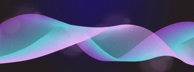 Karanlık Yıldızlı Arkaplanda Renkli Soyut Dalgalar. Arkaplan, Sunumlar ve Dijital Sanat Kavramları İçin Mükemmel