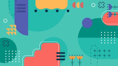 Renkli Şekiller ve Desenler ile Soyut Geometrik Arkaplan