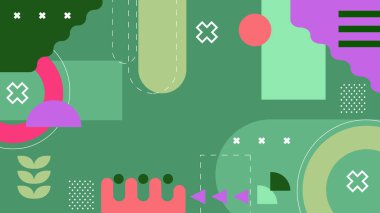 Şekilleri olan renkli soyut geometrik desen. Arkaplan, Sanat Projeleri ve Modern Tasarım Konseptleri için ideal.