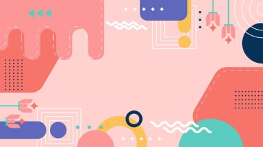 Canlı Geometrik Soyut Arkaplan. Dinamik Soyut Arkaplan Şekilleri Renkli Şekiller halinde. Modern, oyuncu bir estetik gerektiren Tasarım Projeleri için mükemmel.