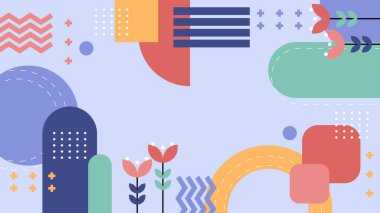 Canlı Geometrik Soyut Arkaplan. Dinamik Soyut Arkaplan Şekilleri Renkli Şekiller halinde. Modern, oyuncu bir estetik gerektiren Tasarım Projeleri için mükemmel.