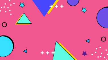 Retro Vibes ile Renkli Geometrik Soyut Arkaplan