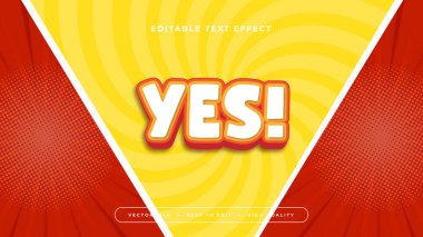 Kırmızı Sarı ve Beyaz Evet 3d Düzenlenebilir Metin Efekti - Yazı Tipi Stili
