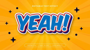 Turuncu Mavi ve Kırmızı Evet 3d Düzenlenebilir Metin Efekti - Yazı Tipi Stili