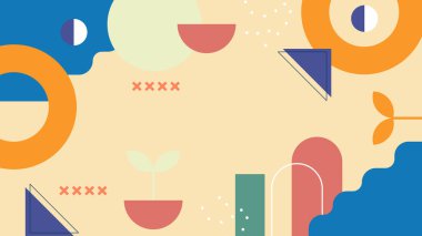 Renkli Şekiller ve Desenler ile Soyut Geometrik Arkaplan