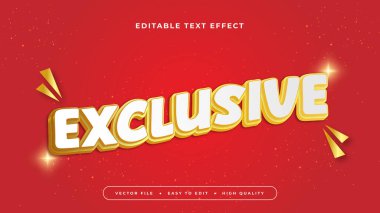 Sarı Beyaz ve Kırmızı Özel 3d Düzenlenebilir Metin Efekti - Yazı Tipi