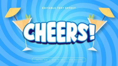 Beyaz ve Mavi Cheers 3d Düzenlenebilir Metin Efekti - Yazı Tipi Biçimi