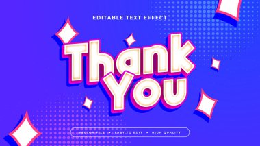 Pembe Mavi ve Beyaz Teşekkürler 3d Düzenlenebilir Metin Efekti - Yazı Tipi Biçimi