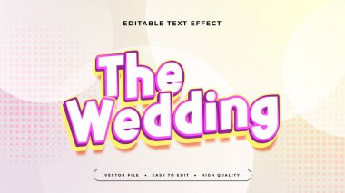 Beyaz Sarı ve Mor Mor Düğün 3d Düzenlenebilir Metin Efekti - Yazı Tipi Stili