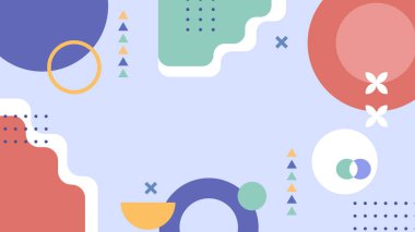 Canlı Geometrik Soyut Arkaplan. Dinamik Soyut Arkaplan Şekilleri Renkli Şekiller halinde. Modern, oyuncu bir estetik gerektiren Tasarım Projeleri için mükemmel.