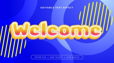 Sarı Beyaz ve Mavi Hoşgeldiniz 3d Düzenlenebilir Metin Efekti - Yazı Tipi Biçimi