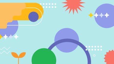 Kalın Renkler ve Şekillerle Canlı Soyut Geometrik Arkaplan