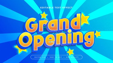 Turuncu Mavi ve Sarı Büyük Açılış 3d Düzenlenebilir Metin Efekti - Yazı Tipi