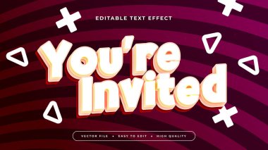 Beyaz Kırmızı ve Siyah Sen Davetli 3d Düzenlenebilir Metin Efekti - Yazı Tipi