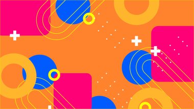 Canlı Renkler ve Şekillerle Geometrik Soyut Desen. Kalın Geometrik Şekiller ve Canlı Renkler içeren canlı bir Soyut Desen