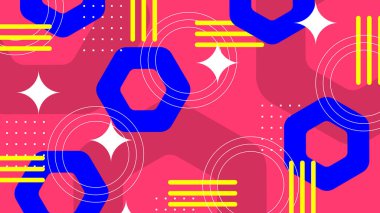 Canlı Renkler ve Şekillerle Geometrik Soyut Desen. Kalın Geometrik Şekiller ve Canlı Renkler içeren canlı bir Soyut Desen