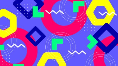 Renkli Şekiller ve Desenler ile Soyut Geometrik Arkaplan