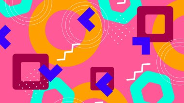 Kalın Renkler ve Şekillerle Canlı Soyut Geometrik Arkaplan