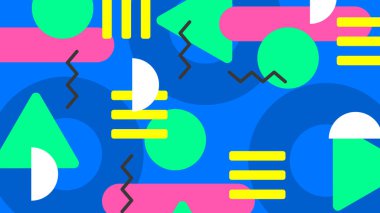 Renkli Şekiller ve Desenler ile Soyut Geometrik Arkaplan