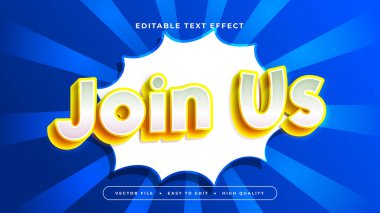 Beyaz Sarı ve Mavi Bize Katıl 3d Düzenlenebilir Metin Efekti - Yazı Tipi Biçimi