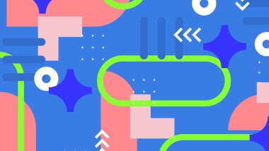 Canlı Geometrik Soyut Arkaplan. Dinamik Soyut Arkaplan Şekilleri Renkli Şekiller halinde. Modern, oyuncu bir estetik gerektiren Tasarım Projeleri için mükemmel.