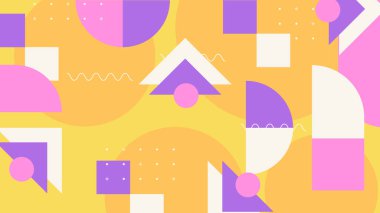 Canlı Geometrik Soyut Arkaplan. Dinamik Soyut Arkaplan Şekilleri Renkli Şekiller halinde. Modern, oyuncu bir estetik gerektiren Tasarım Projeleri için mükemmel.