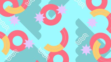 Canlı Renkler ve Şekillerle Geometrik Soyut Desen. Kalın Geometrik Şekiller ve Canlı Renkler içeren canlı bir Soyut Desen