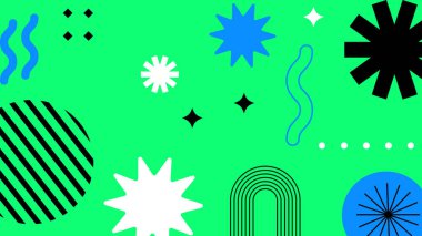 Canlı Renkler ve Şekillerle Geometrik Soyut Desen. Kalın Geometrik Şekiller ve Canlı Renkler içeren canlı bir Soyut Desen