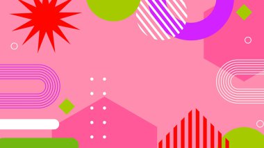 Canlı Geometrik Soyut Arkaplan. Dinamik Soyut Arkaplan Şekilleri Renkli Şekiller halinde. Modern, oyuncu bir estetik gerektiren Tasarım Projeleri için mükemmel.