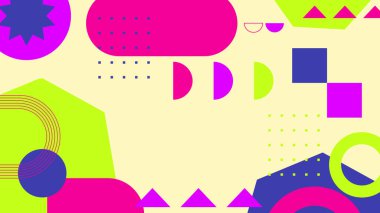 Canlı Geometrik Soyut Arkaplan. Dinamik Soyut Arkaplan Şekilleri Renkli Şekiller halinde. Modern, oyuncu bir estetik gerektiren Tasarım Projeleri için mükemmel.