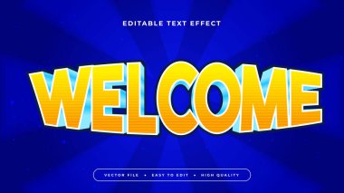 Sarı Beyaz ve Mavi Hoşgeldiniz 3d Düzenlenebilir Metin Efekti - Yazı Tipi Biçimi