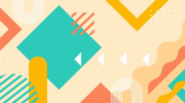 Kalın Renkler ve Şekillerle Canlı Soyut Geometrik Arkaplan