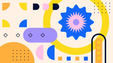 Şekilleri olan renkli soyut geometrik desen. Arkaplan, Sanat Projeleri ve Modern Tasarım Konseptleri için ideal.