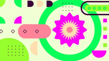 Canlı Geometrik Soyut Arkaplan. Dinamik Soyut Arkaplan Şekilleri Renkli Şekiller halinde. Modern, oyuncu bir estetik gerektiren Tasarım Projeleri için mükemmel.