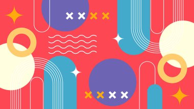 Canlı Renkler ve Şekillerle Geometrik Soyut Desen. Kalın Geometrik Şekiller ve Canlı Renkler içeren canlı bir Soyut Desen