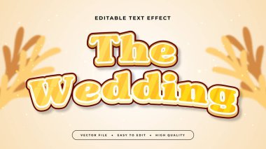 Beyaz Sarı ve Kahverengi Düğün 3d Düzenlenebilir Metin Efekti - Yazı Tipi Stili