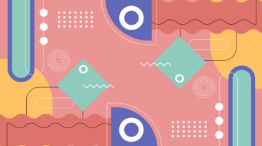 Canlı Geometrik Soyut Arkaplan. Dinamik Soyut Arkaplan Şekilleri Renkli Şekiller halinde. Modern, oyuncu bir estetik gerektiren Tasarım Projeleri için mükemmel.