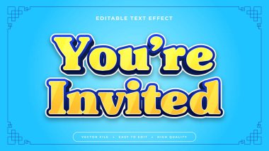 Sarı ve Mavi Youre Davetli 3d Düzenlenebilir Metin Efekti - Yazı Tipi