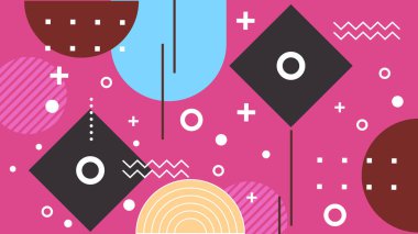 Renkli Şekiller ve Desenler ile Soyut Geometrik Arkaplan