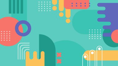 Canlı Geometrik Soyut Arkaplan. Dinamik Soyut Arkaplan Şekilleri Renkli Şekiller halinde. Modern, oyuncu bir estetik gerektiren Tasarım Projeleri için mükemmel.