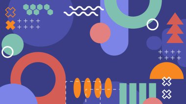 Canlı Geometrik Soyut Arkaplan. Dinamik Soyut Arkaplan Şekilleri Renkli Şekiller halinde. Modern, oyuncu bir estetik gerektiren Tasarım Projeleri için mükemmel.