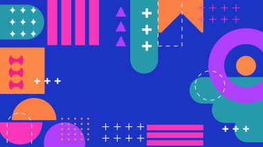 Kalın Renkler ve Şekillerle Canlı Soyut Geometrik Arkaplan