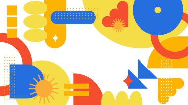 Canlı Geometrik Soyut Arkaplan. Dinamik Soyut Arkaplan Şekilleri Renkli Şekiller halinde. Modern, oyuncu bir estetik gerektiren Tasarım Projeleri için mükemmel.